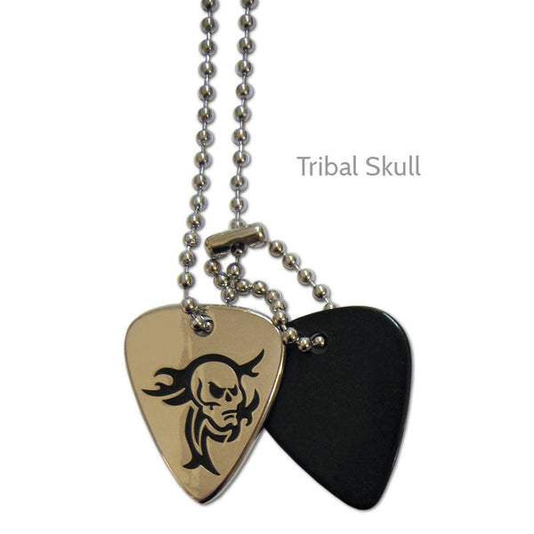 Tribal Skull Guitar Pick Necklace