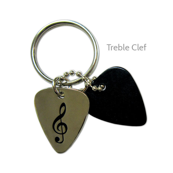 Treble Clef Guitar Pick Keyring