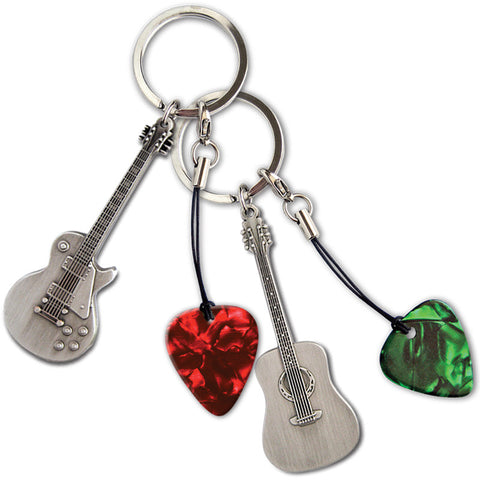 Celluloid Printed Pick Guitar Keyrings