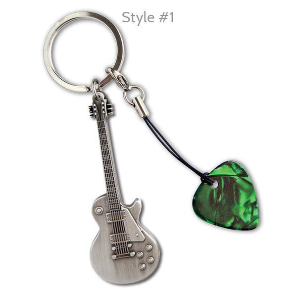Celluloid Printed Pick Guitar Keyrings