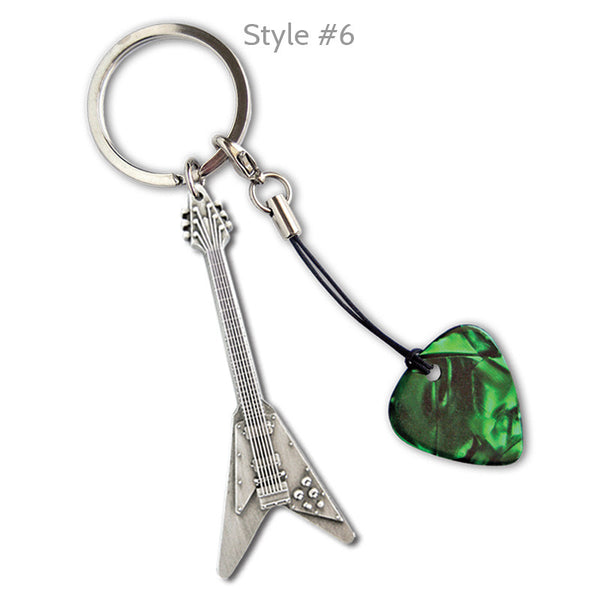Celluloid Printed Pick Guitar Keyrings