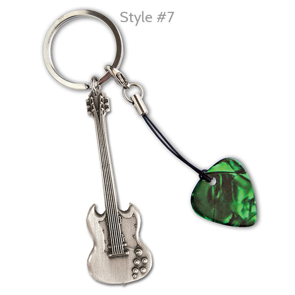 Celluloid Printed Pick Guitar Keyrings