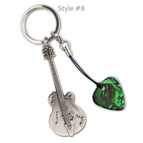 Celluloid Printed Pick Guitar Keyrings