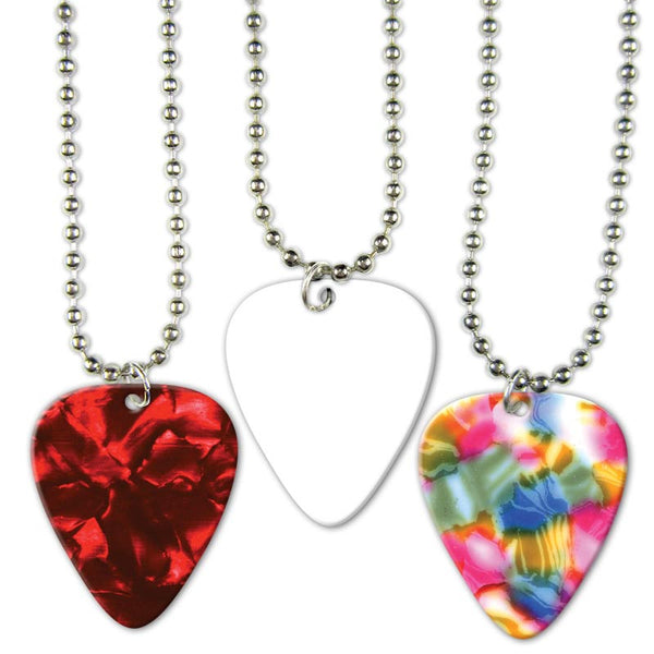 Celluloid Printed Pick Necklaces - Single Sided